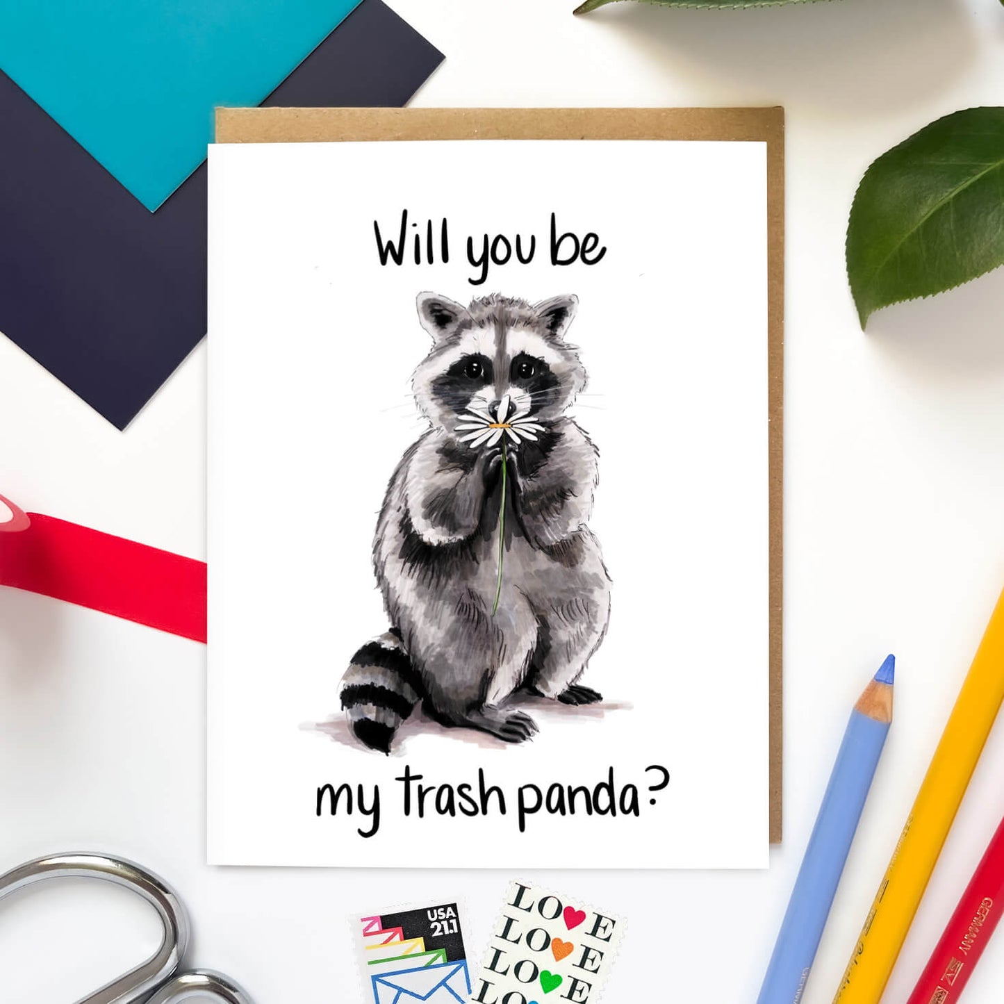 Trash Panda Raccoon | Love Card