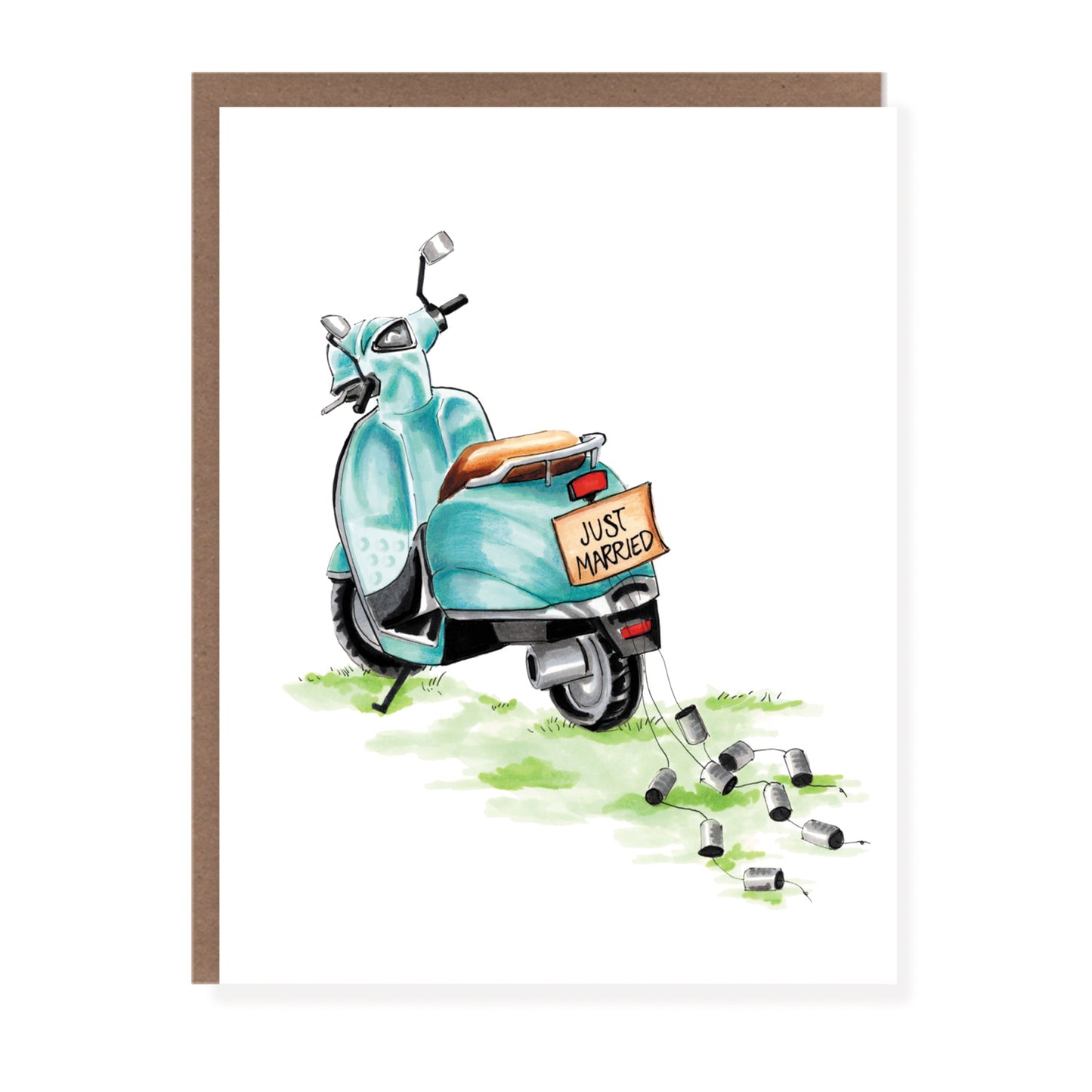 Just Married Scooter Wedding Card - Case of 6