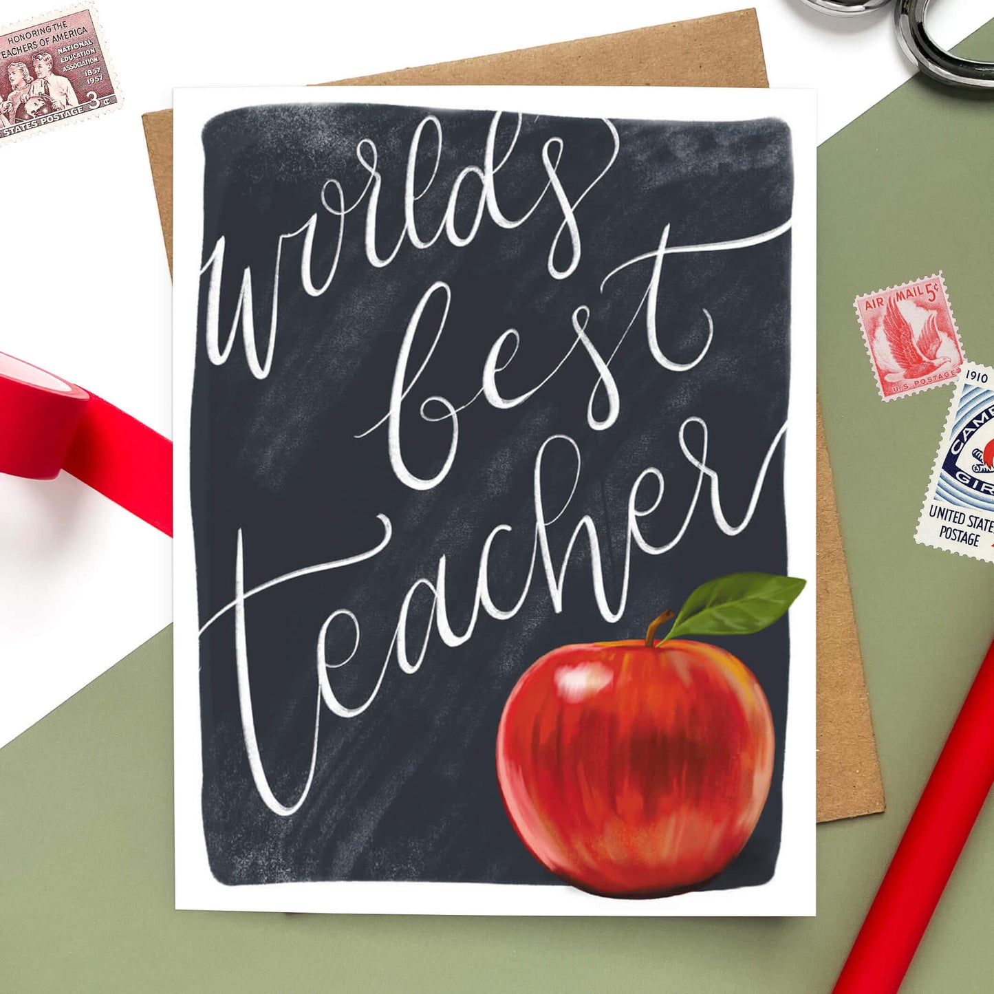 Apple and Chalkboard | Teacher Card - Case of 6