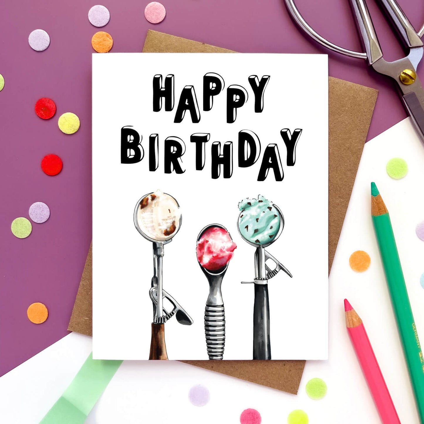 Ice Cream Scoop Birthday Card - Case of 6