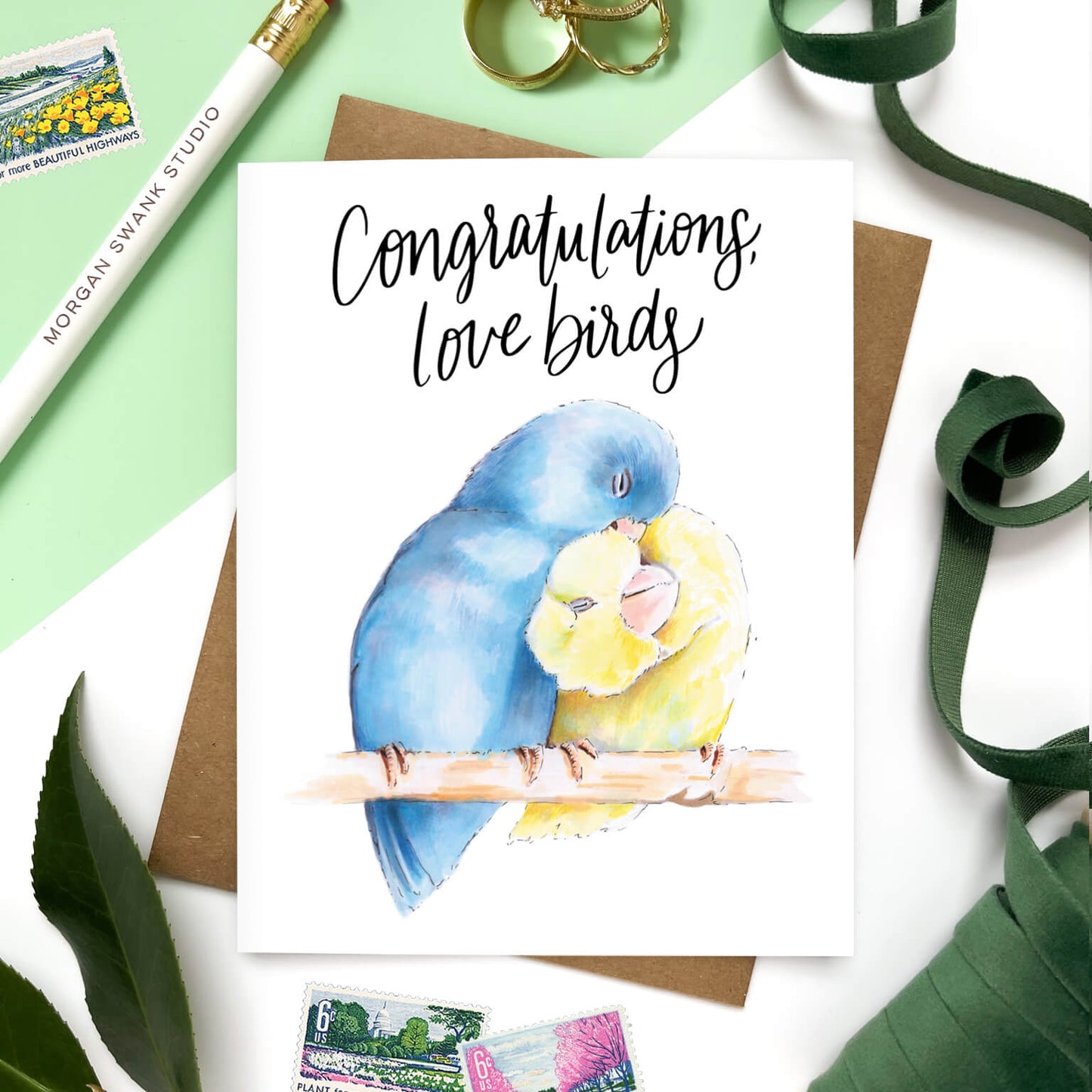 Love Birds Wedding Card
