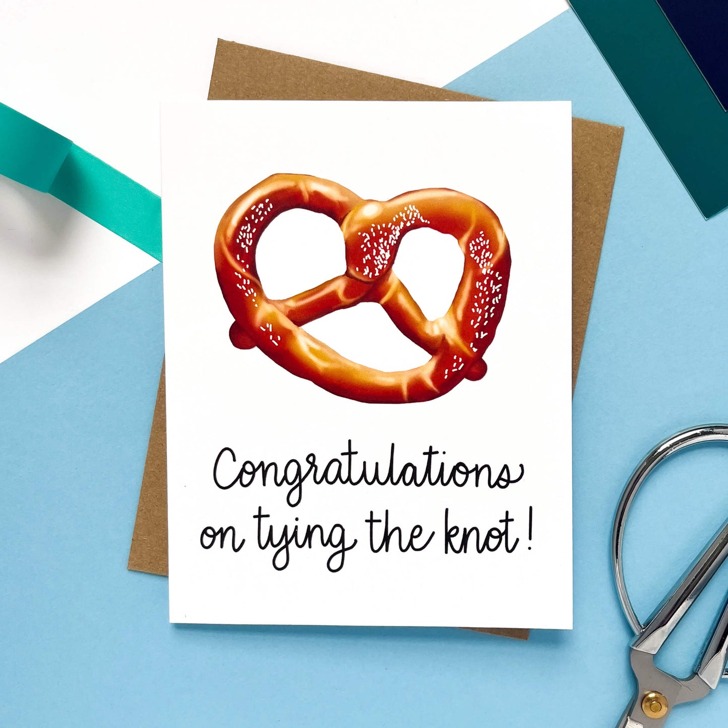 Tying the Knot Pretzel Wedding Card