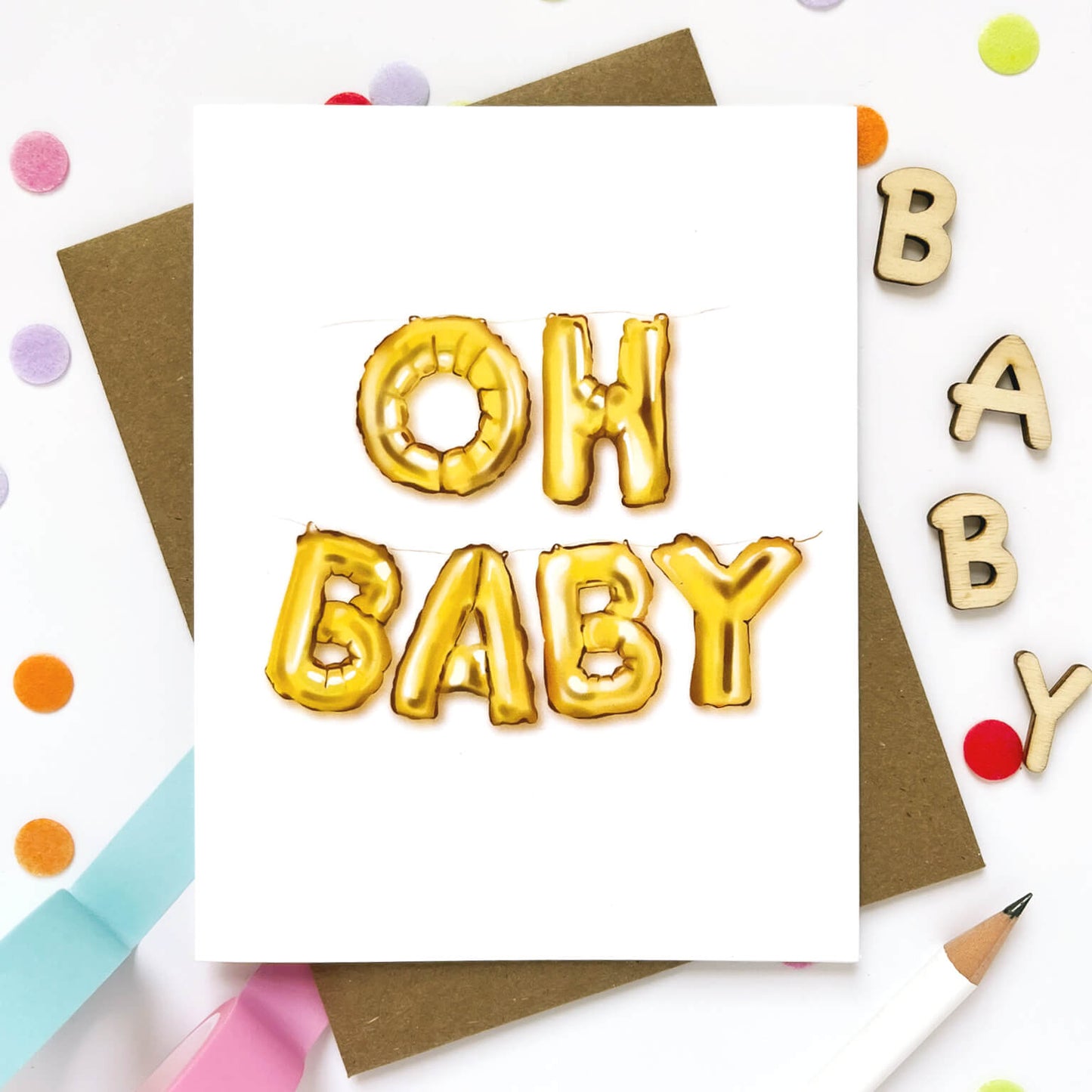 Oh Baby Balloon | New Baby Card - Case of 6