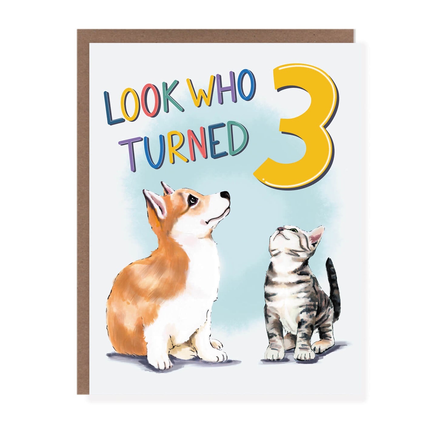 Puppy and Kitty 3 Year Old Birthday Card - Case of 6