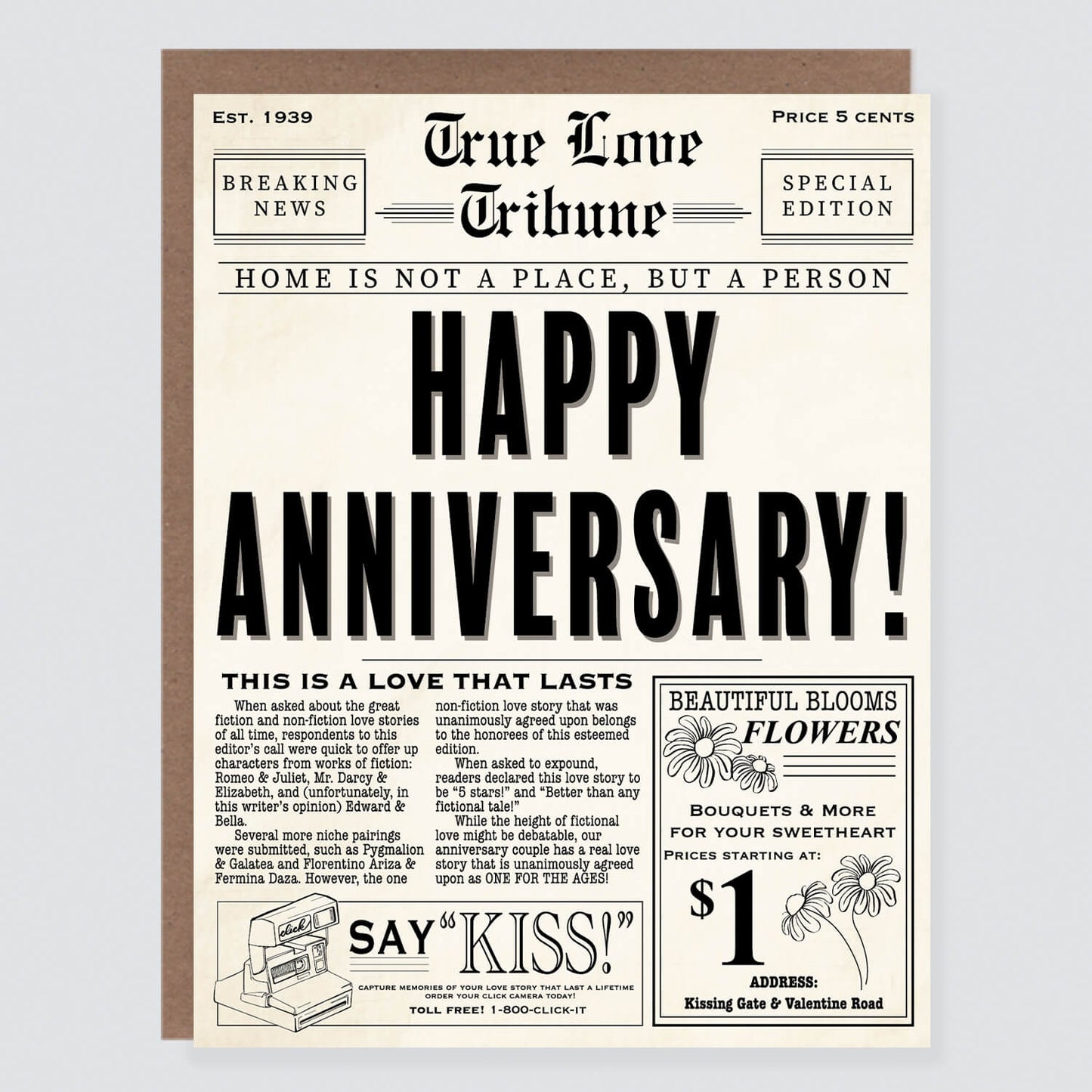 Vintage Newspaper Funny Anniversary Card - Case of 6