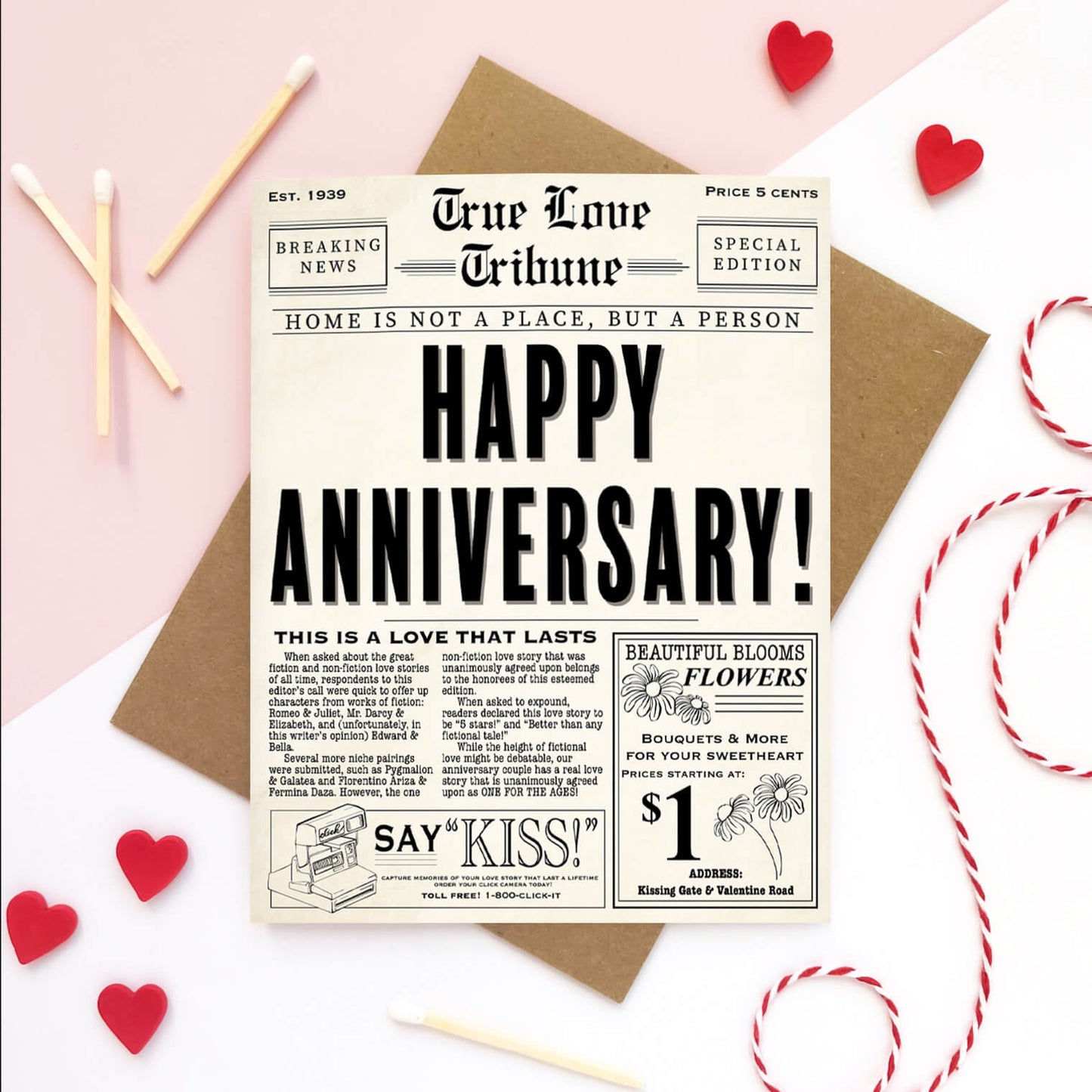 Vintage Newspaper Funny Anniversary Card - Case of 6