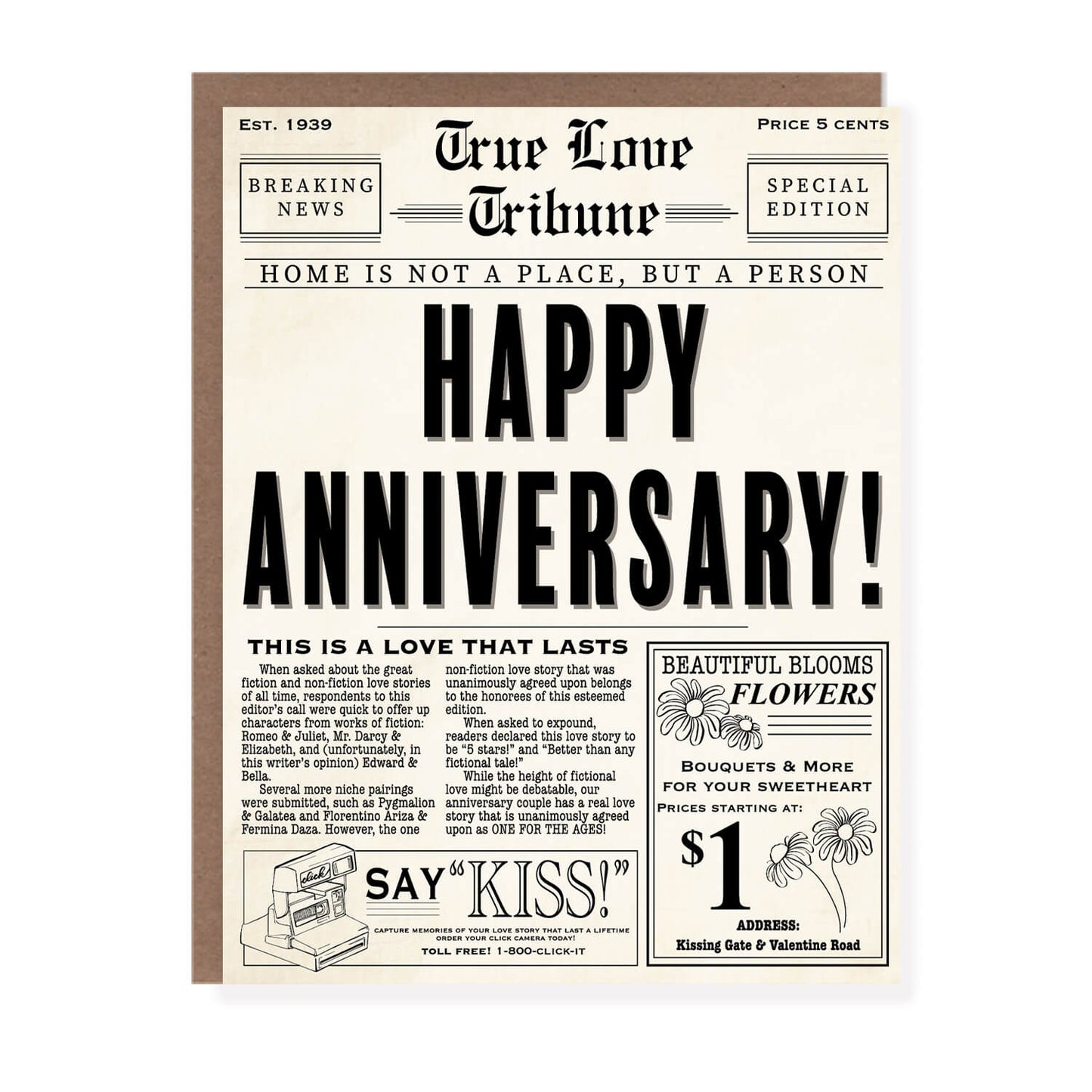 Vintage Newspaper Funny Anniversary Card - Case of 6
