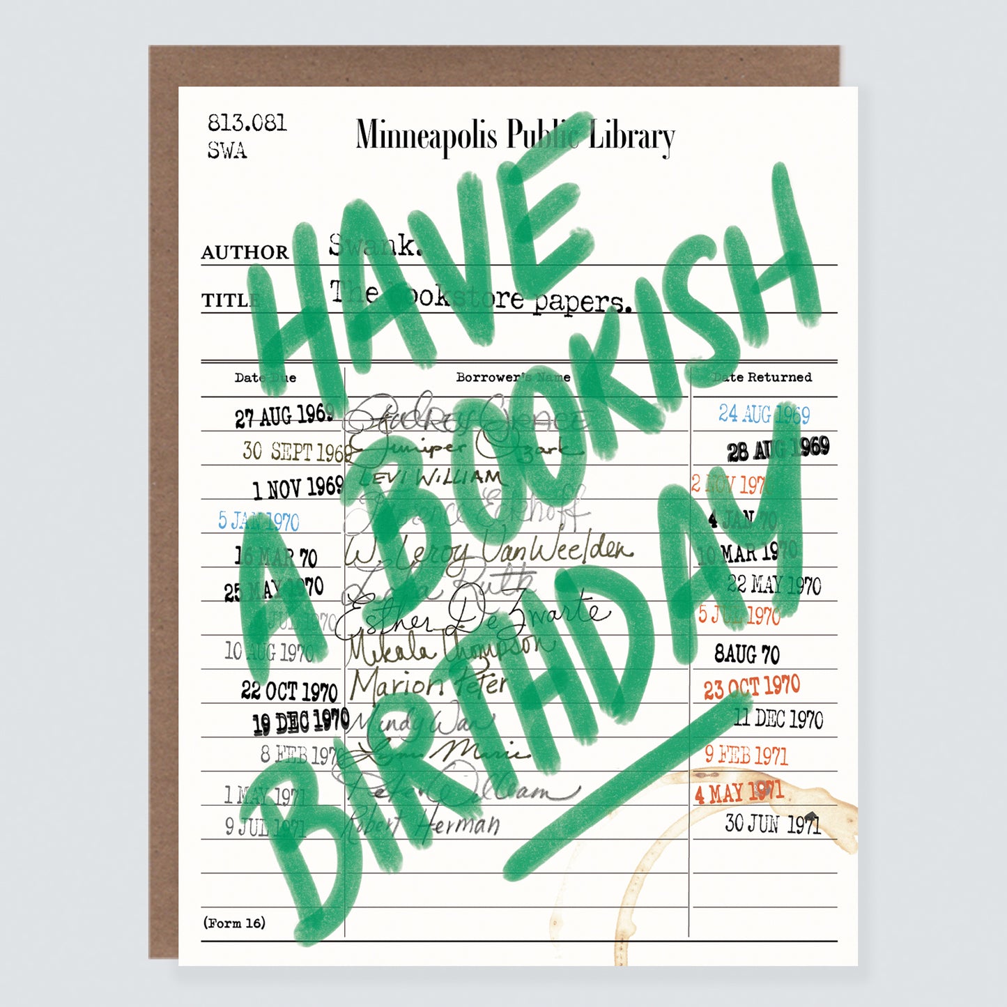 Library Card Bookish Birthday Card - Case of 6