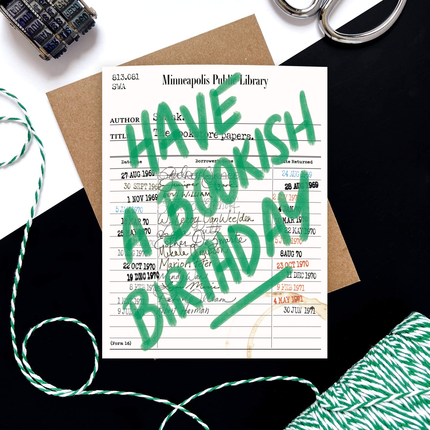 Library Card Bookish Birthday Card - Case of 6