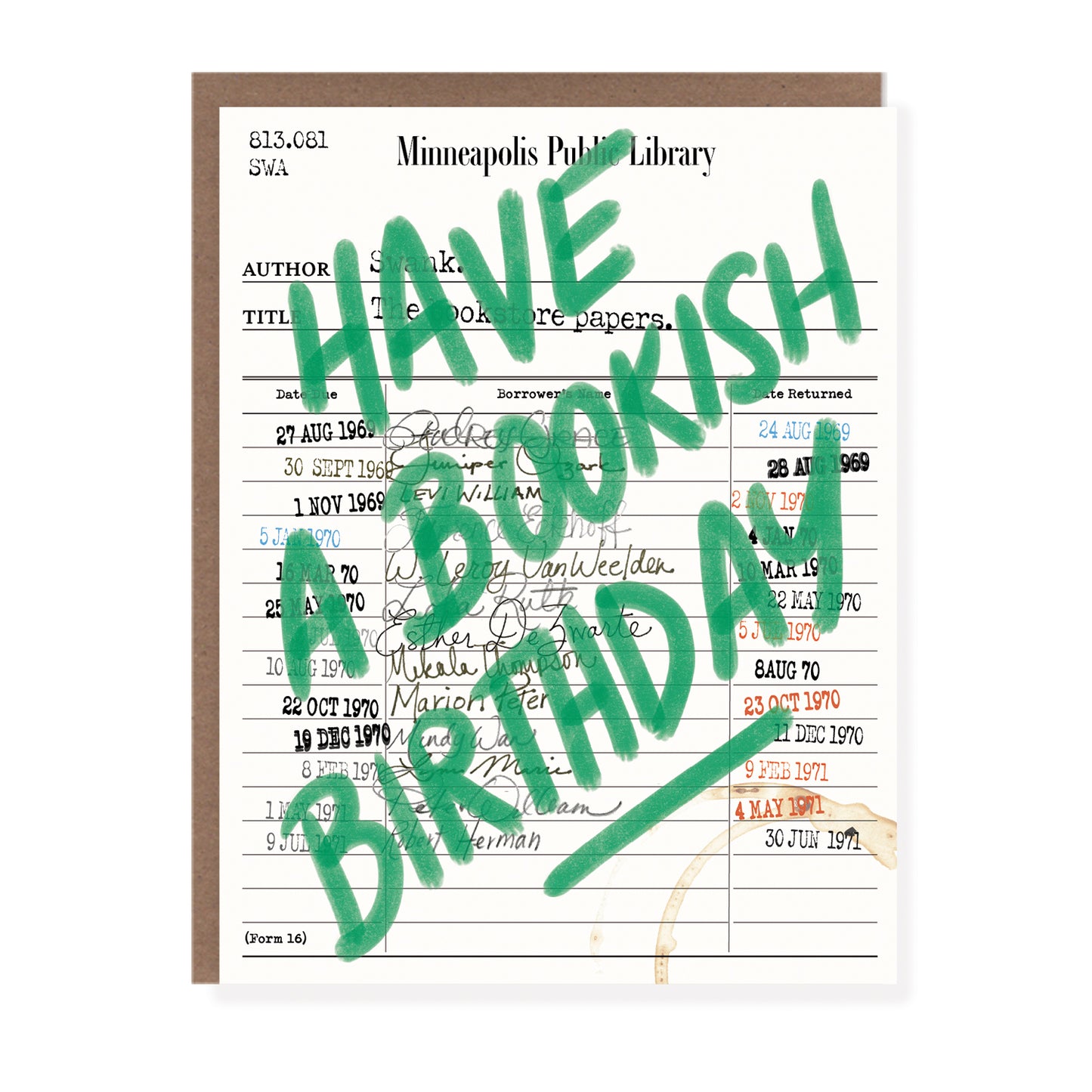 Library Card Bookish Birthday Card - Case of 6