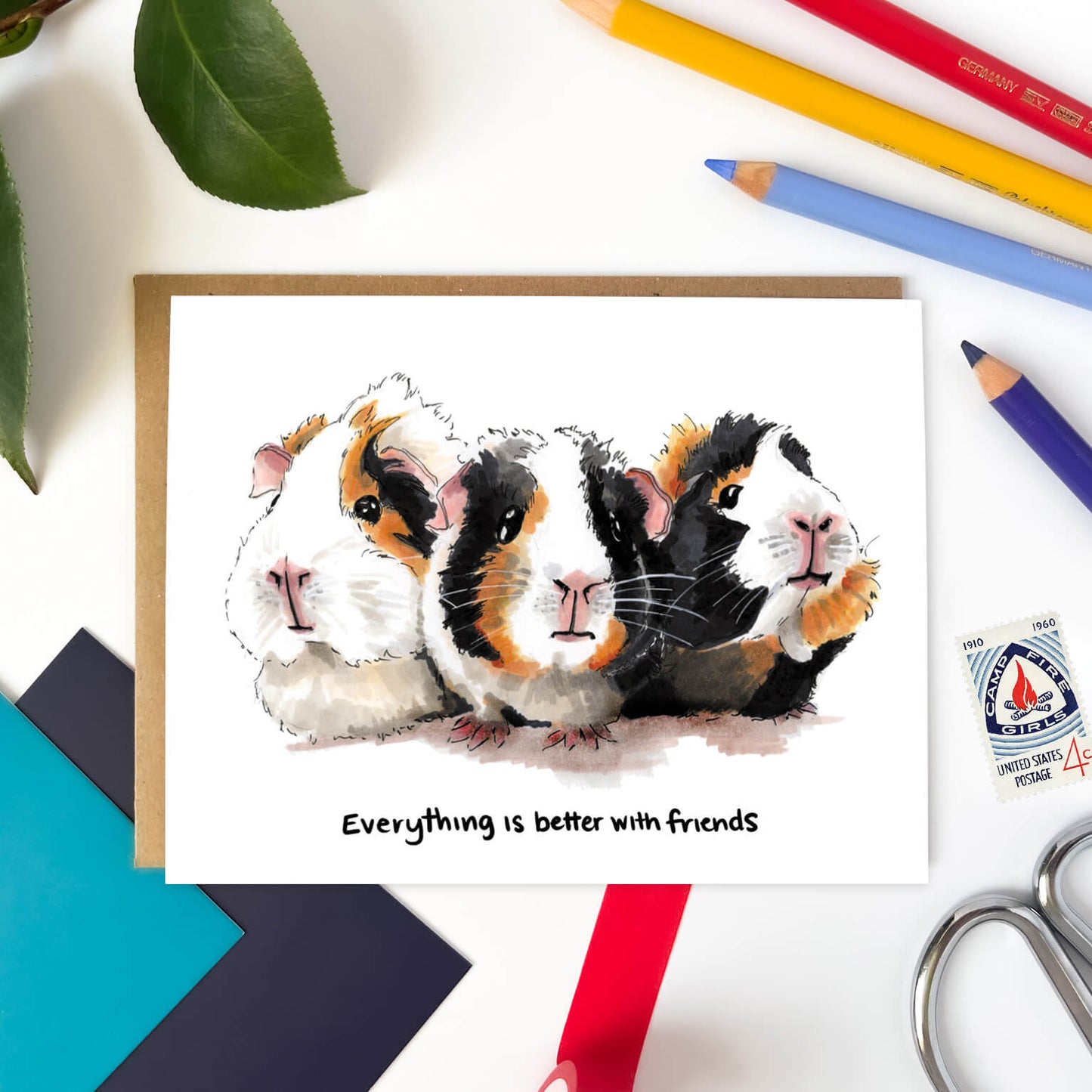 Better With Friends Guinea Pigs | Friendship Card - Case of 6
