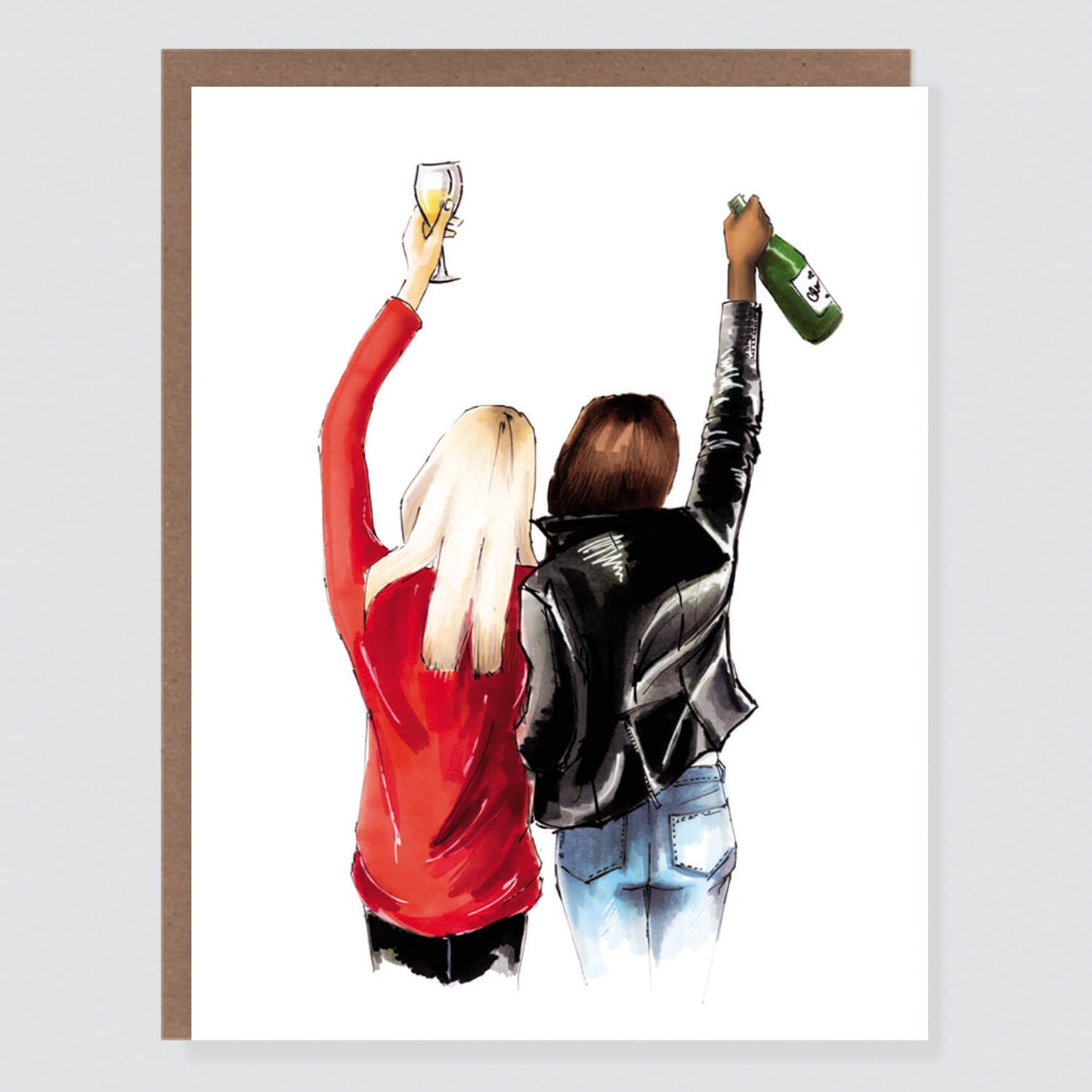 Girlfriend Cheers Wine | Friendship Card - Case of 6