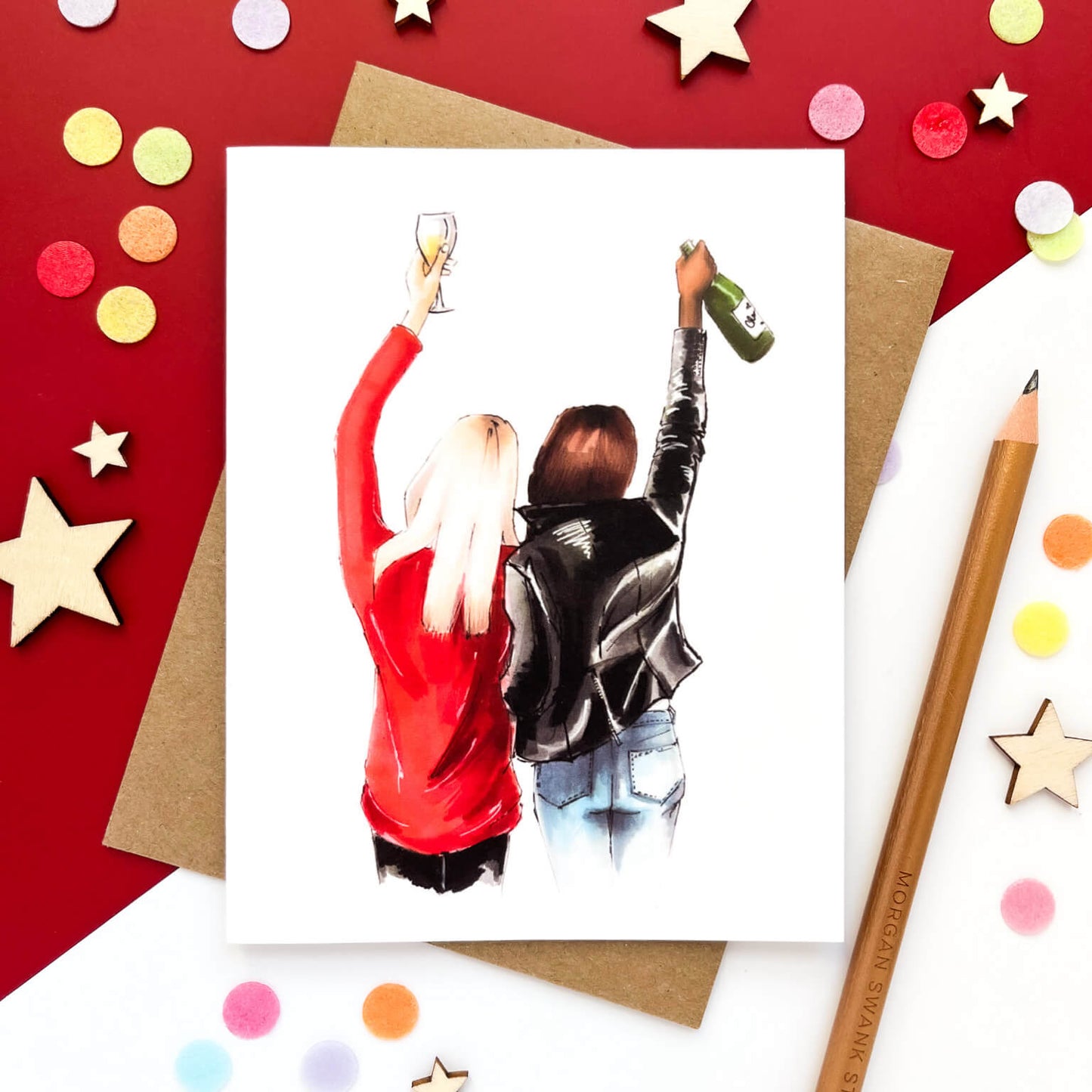 Girlfriend Cheers Wine | Friendship Card