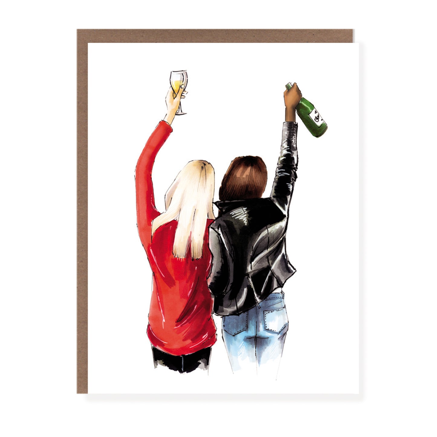 Girlfriend Cheers Wine | Friendship Card - Case of 6
