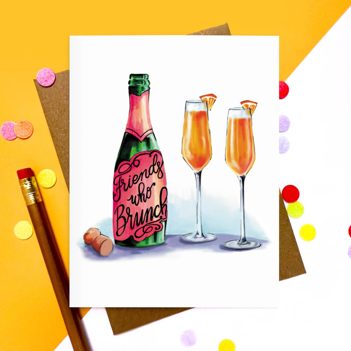 Friends Who Brunch Mimosas | Friendship Card - Case of 6