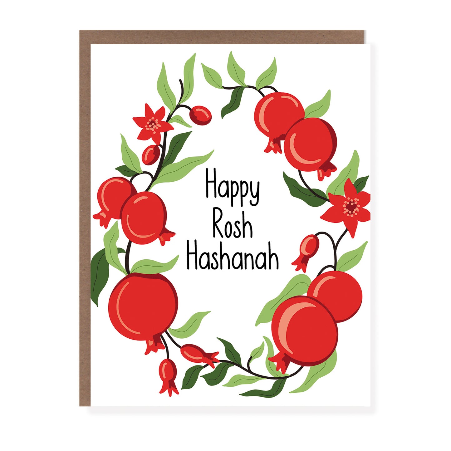 Pomegranate Wreath Rosh Hashanah Jewish New Year Card - Case of 6