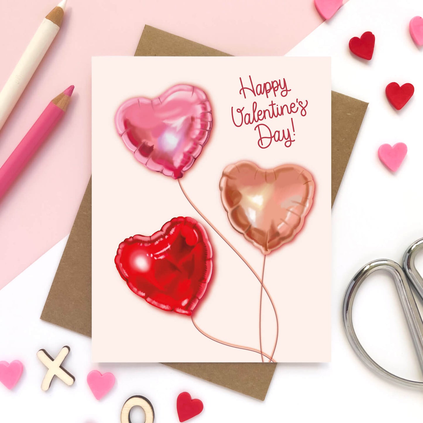Heart Balloons Valentine's Day Card