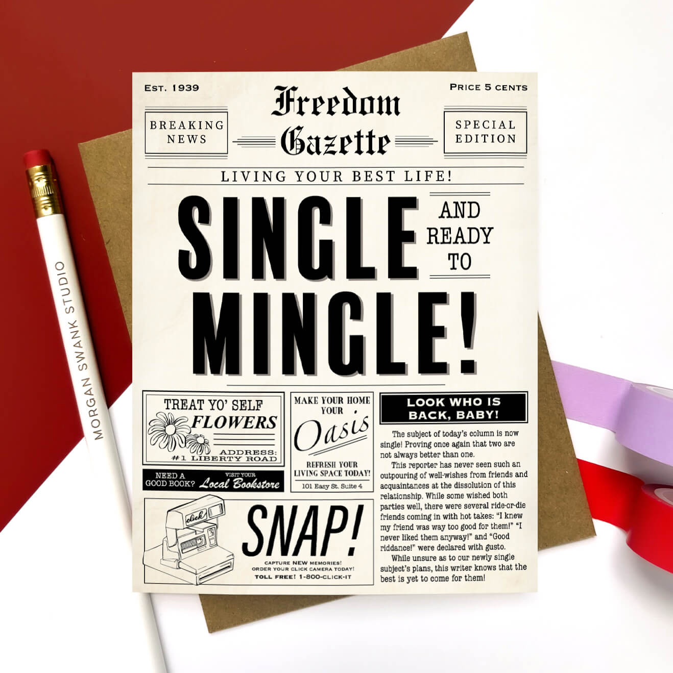 Vintage Newspaper Funny Break Up Card
