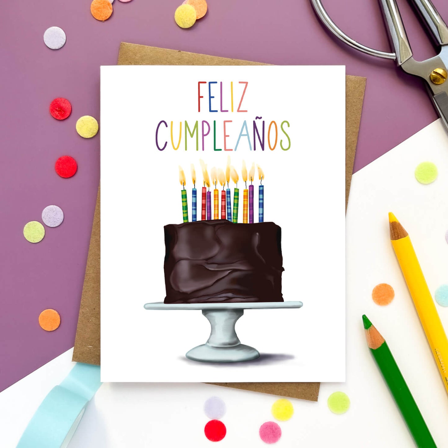 Feliz Cumpleanos Cake Spanish Birthday Card