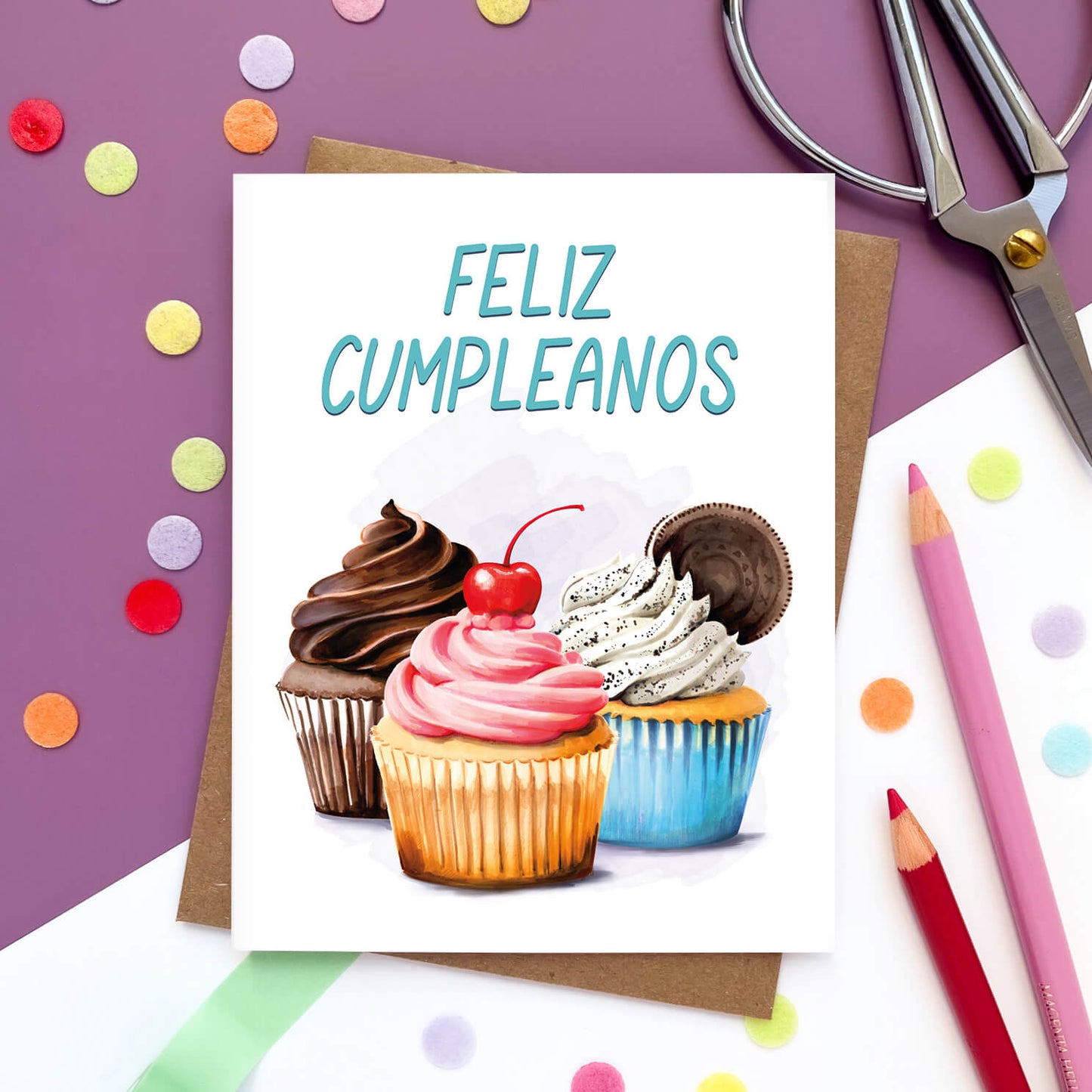 Feliz Cumpleanos Cupcake Spanish Birthday Card