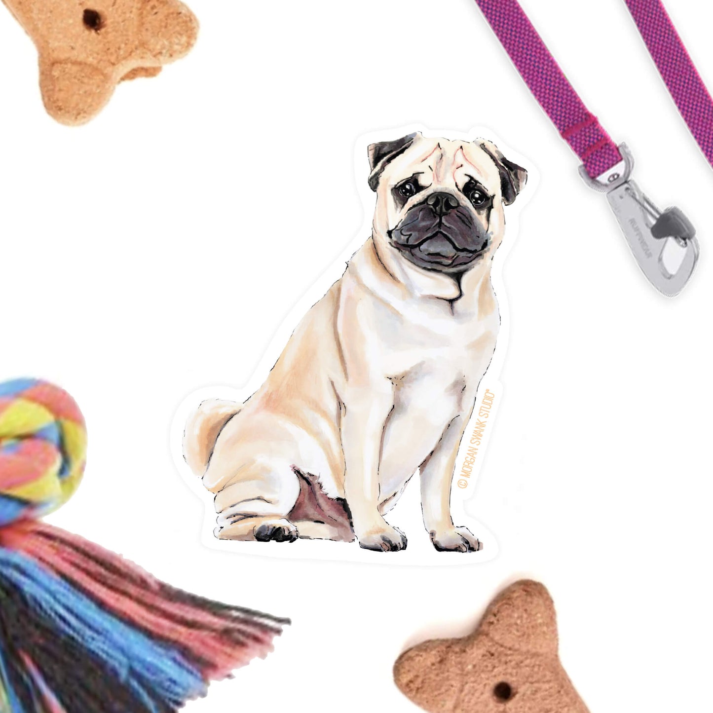 Pug Toy Dog Sticker - Case of 6