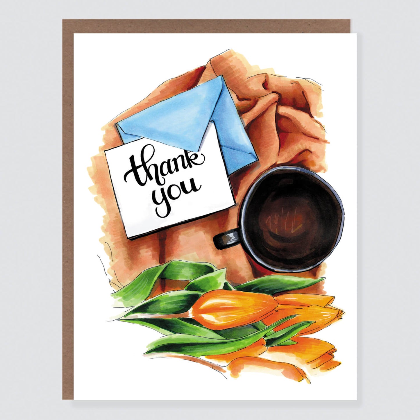Thank You Note With Flowers + Coffee Card - Case of 6