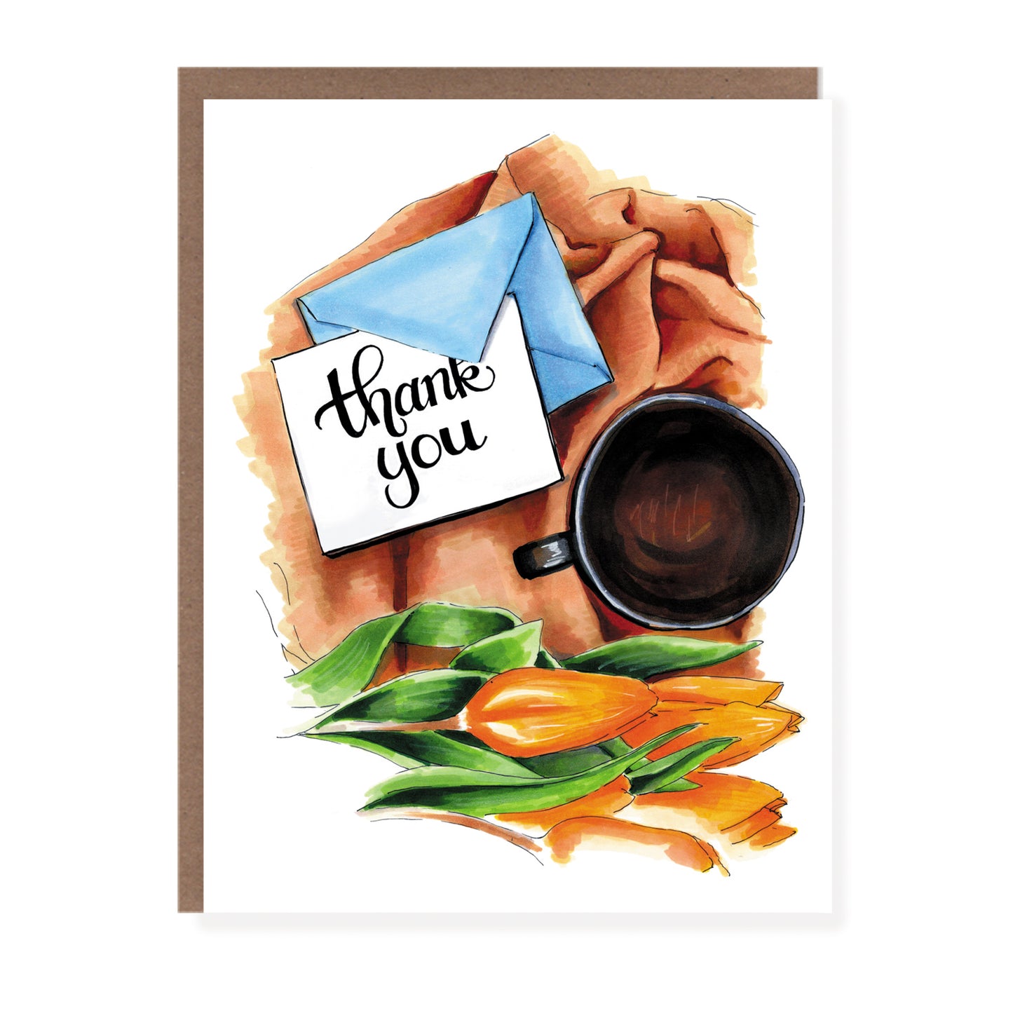 Thank You Note With Flowers + Coffee Card - Case of 6