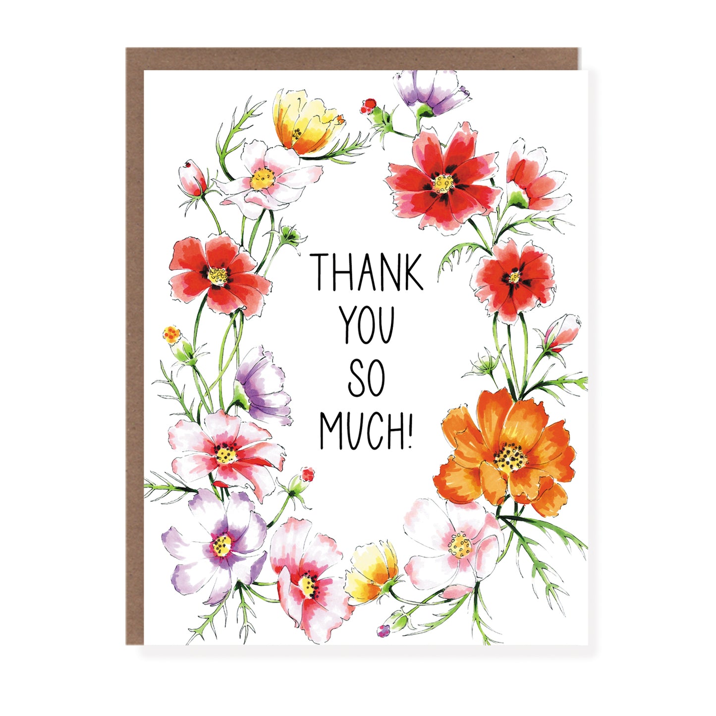 Cosmos Floral Thank You Card - Case of 6