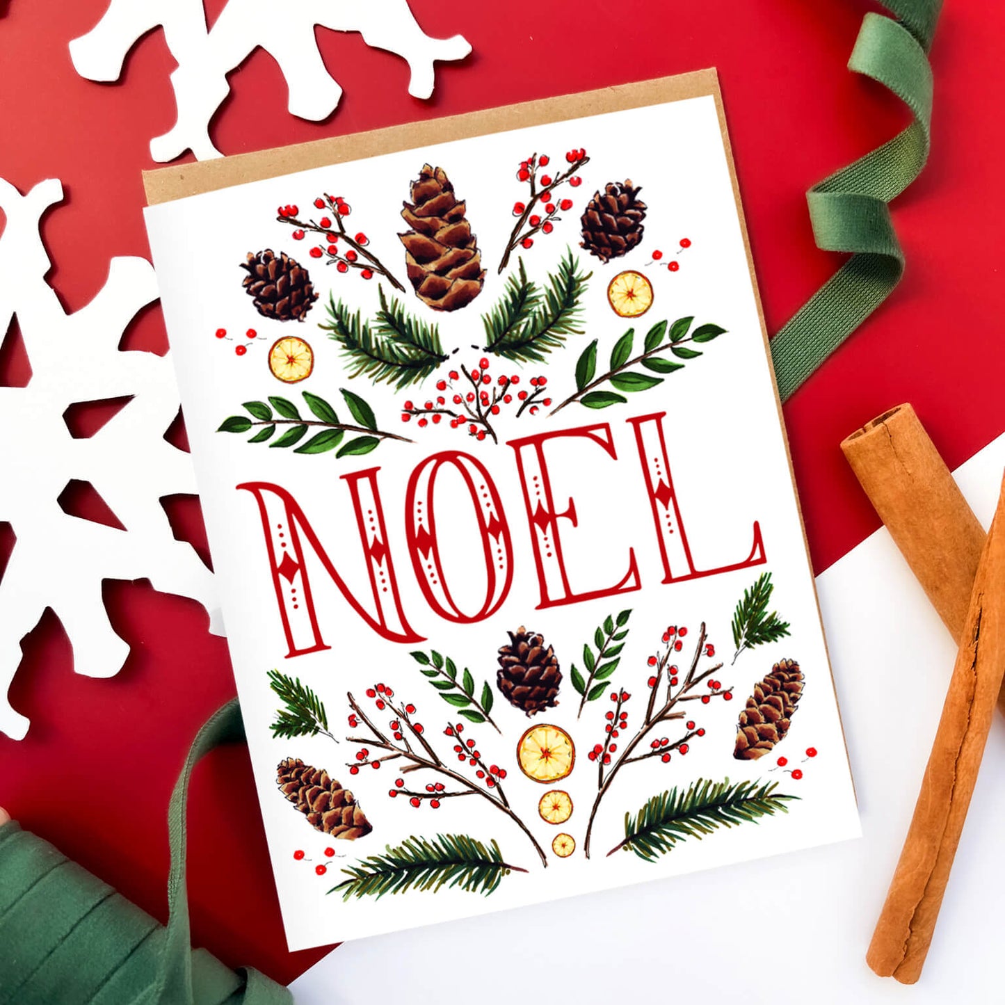 Noel Foliage | Folk Christmas Card | SALE