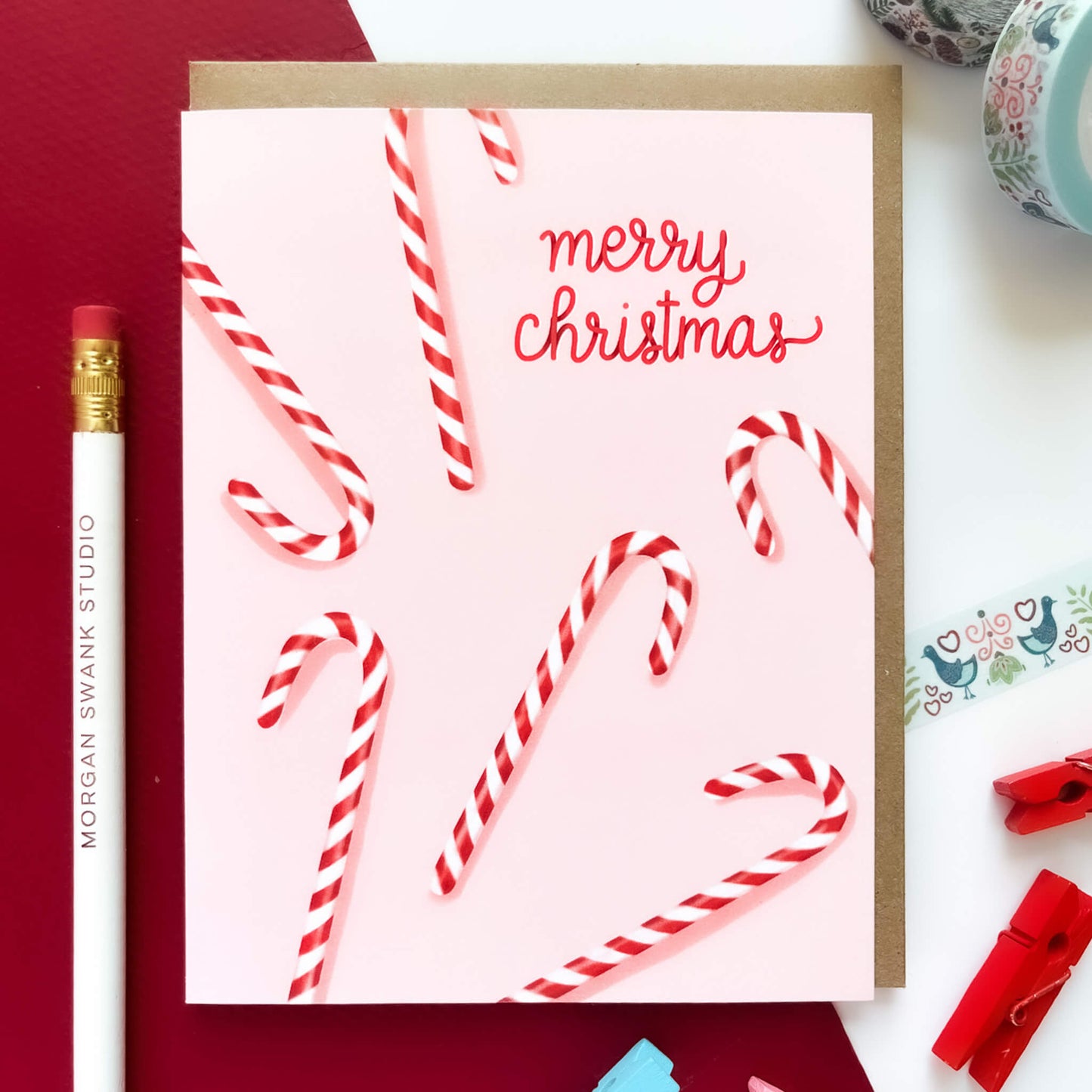Candy Cane | Pink Christmas Card
