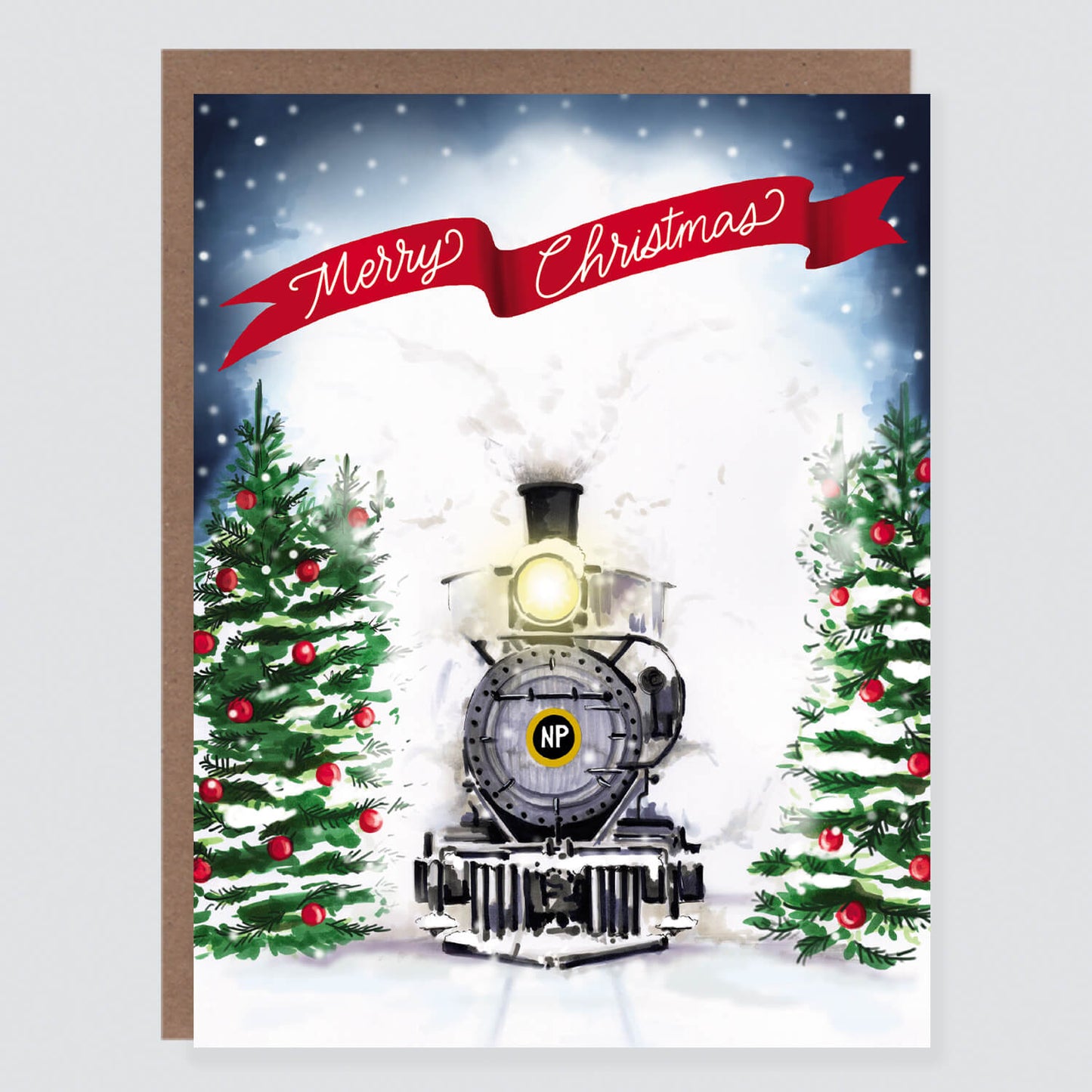 Wintery Train Christmas Card - Case of 6