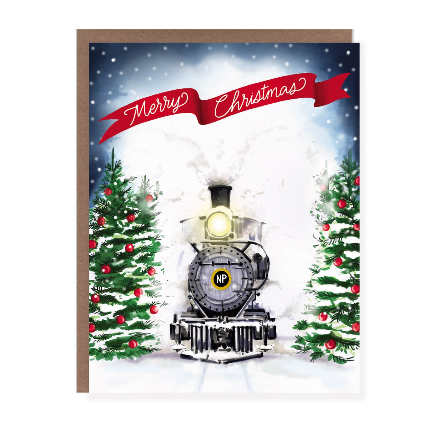 Wintery Train Christmas Card - Case of 6