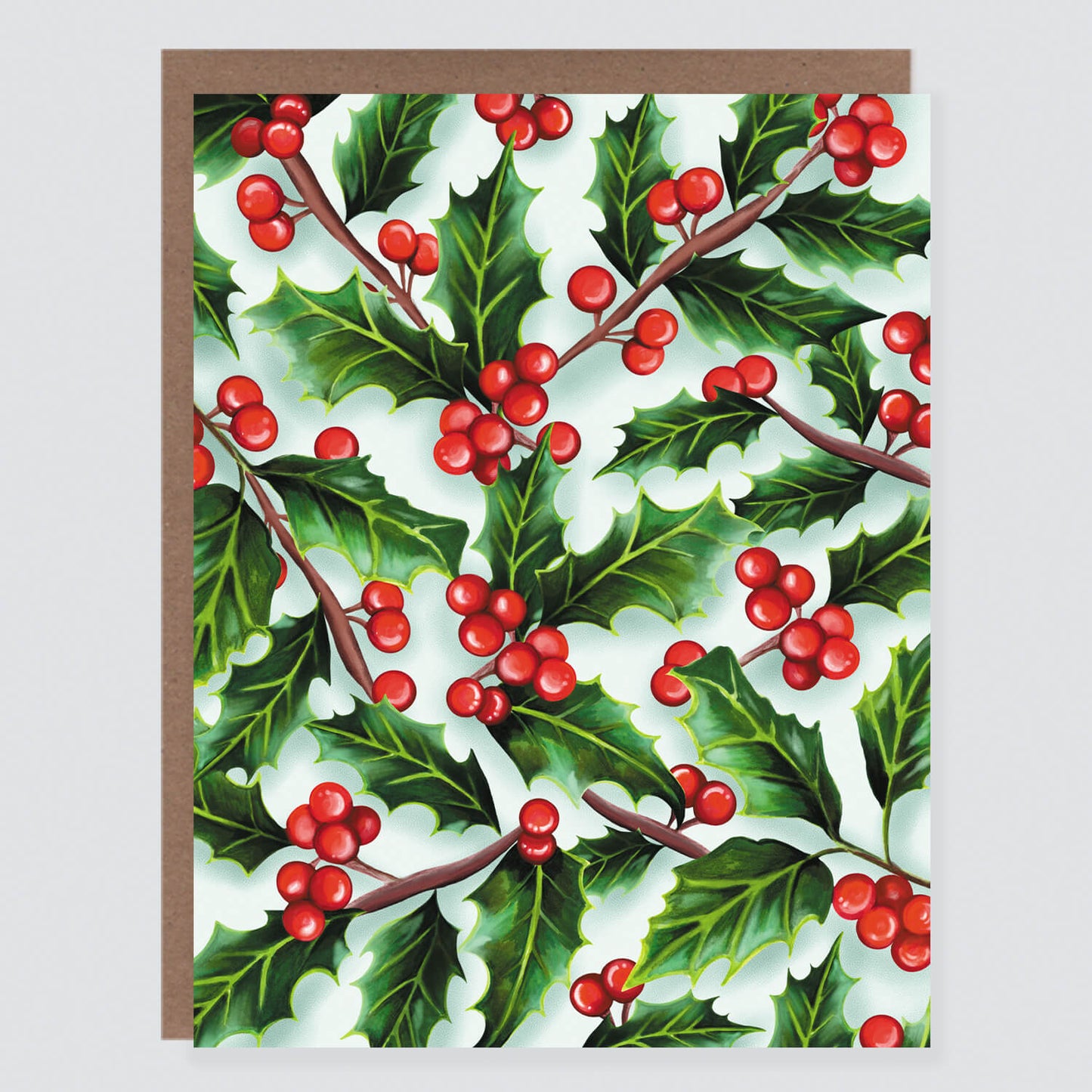 Holly Print Christmas Card - Case of 6