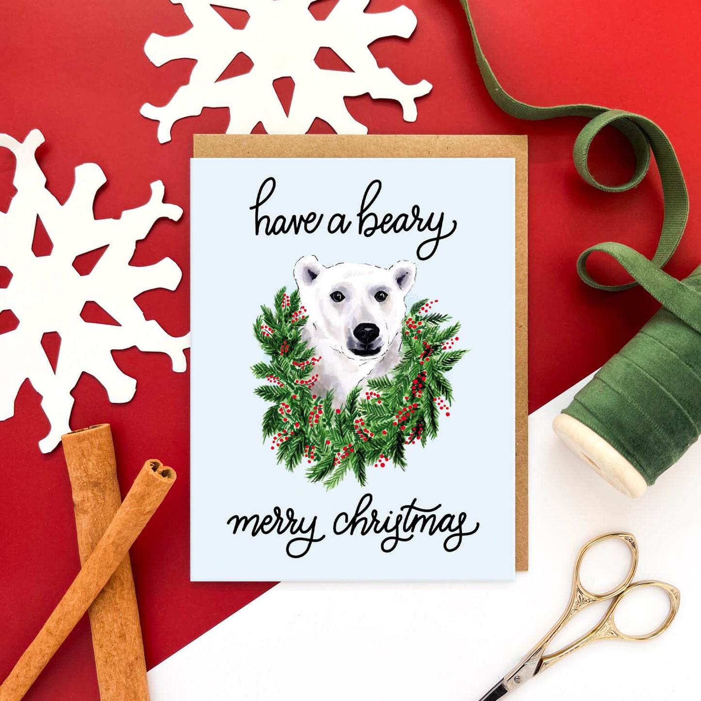 Beary Merry Bear | Punny Animal Christmas Card - Case of 6