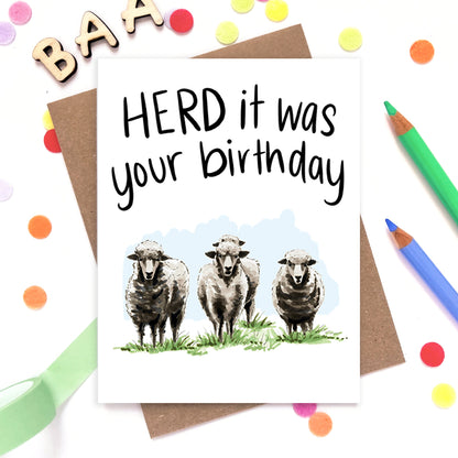 Herd Sheep Punny Birthday Card