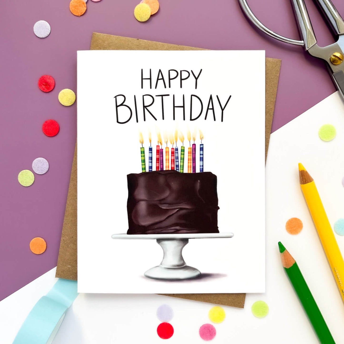 Chocolate Birthday Cake Card - Case of 6