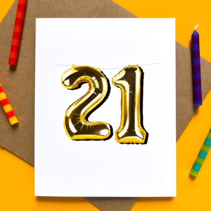 21 Balloon Birthday Card - Case of 6