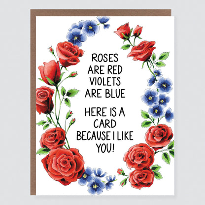 Roses and Violets I Like You Card - Case of 6