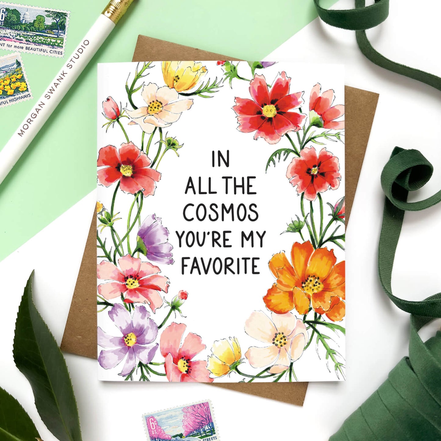 In All The Cosmos | Punny Floral Encouragement Card - Case of 6