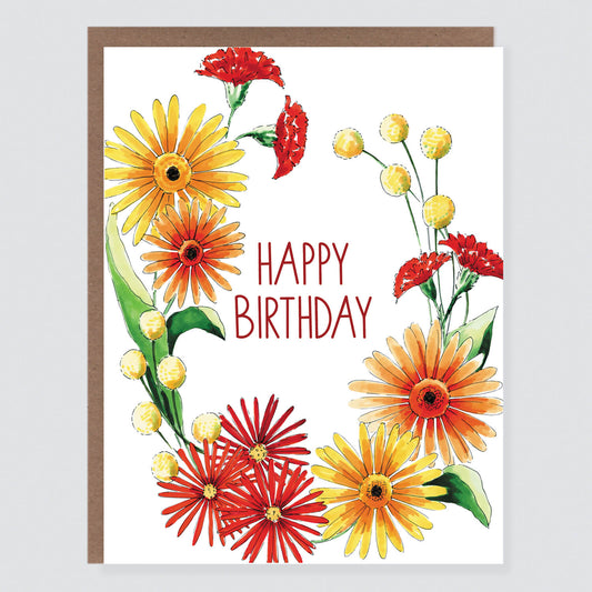 Fall Flowers Birthday Wreath Card - Case of 6