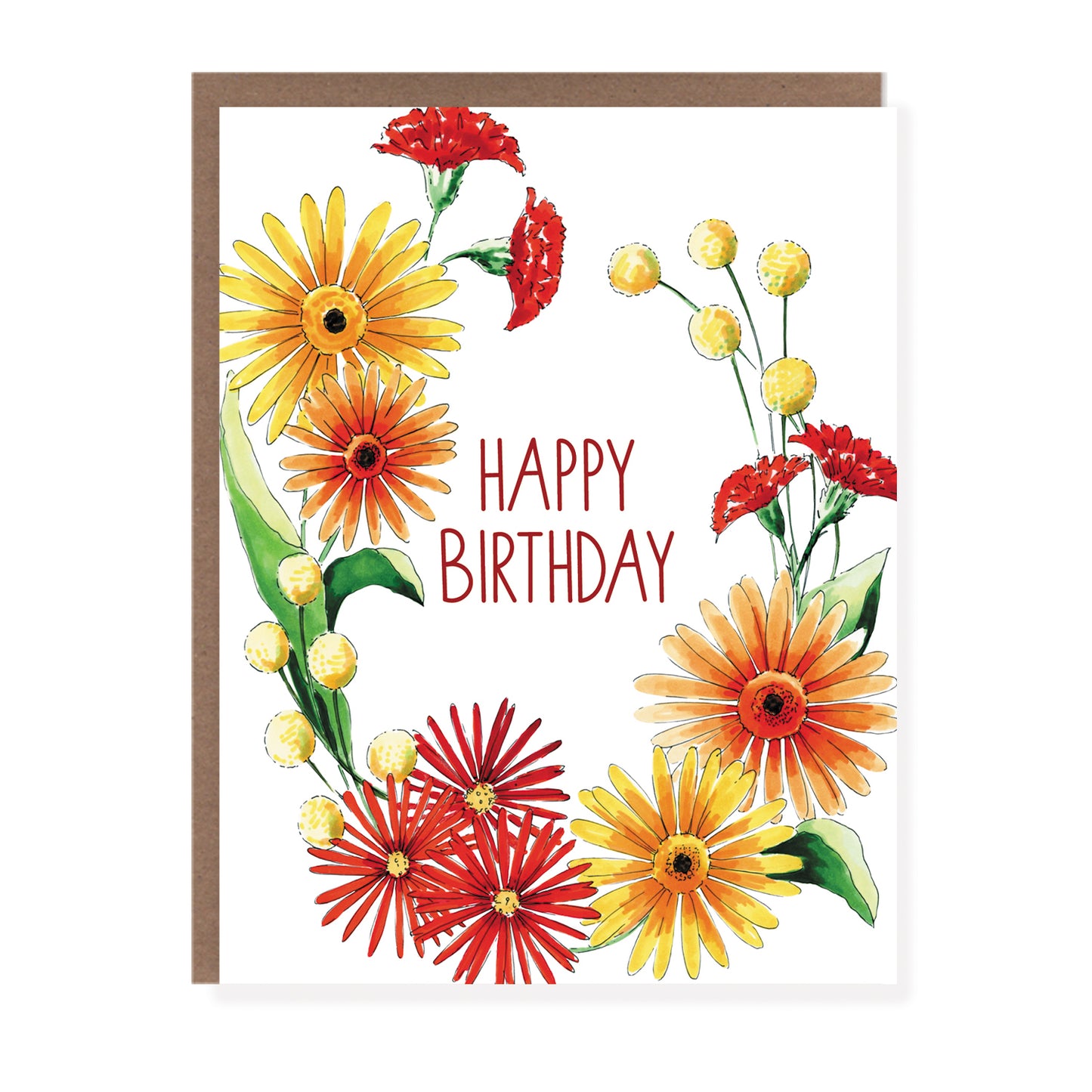 Fall Flowers Birthday Wreath Card - Case of 6