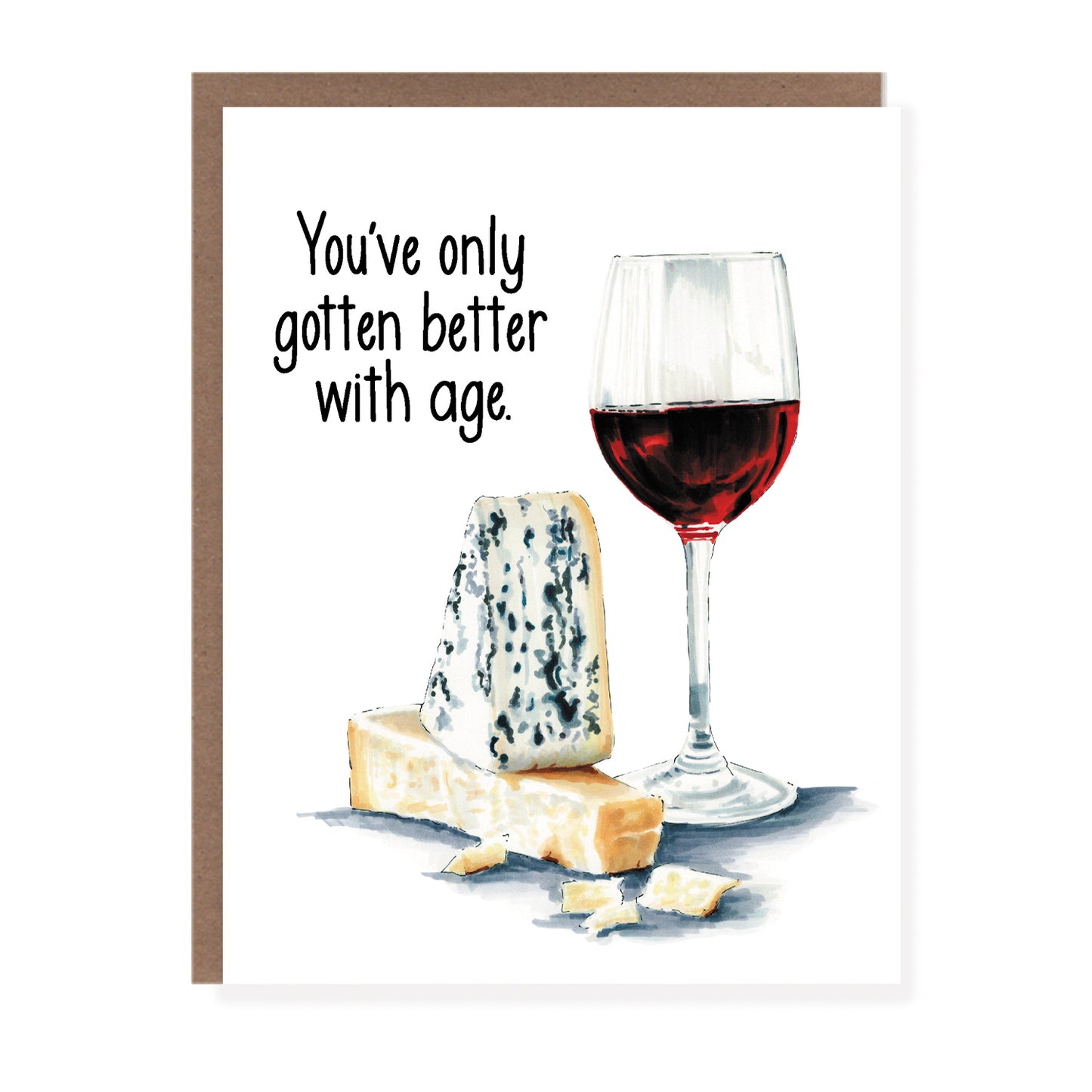 Wine and Cheese Better With Age Birthday Card - Case of 6