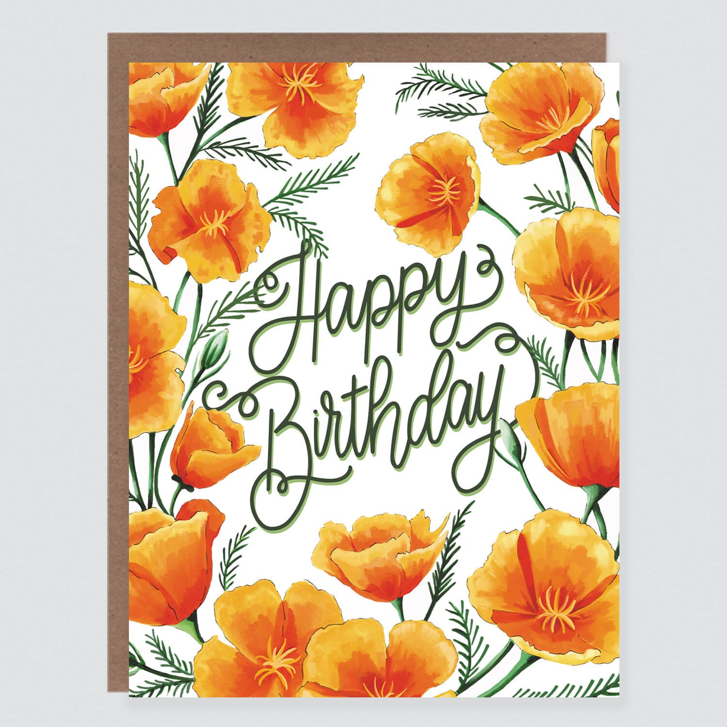 California Poppies Floral Birthday Card