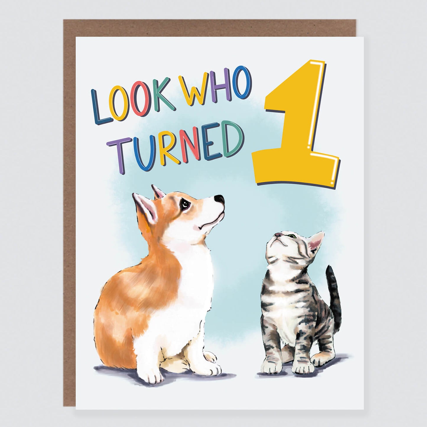 Look Who Turned One Puppy and Kitty Birthday Card - Case of 6