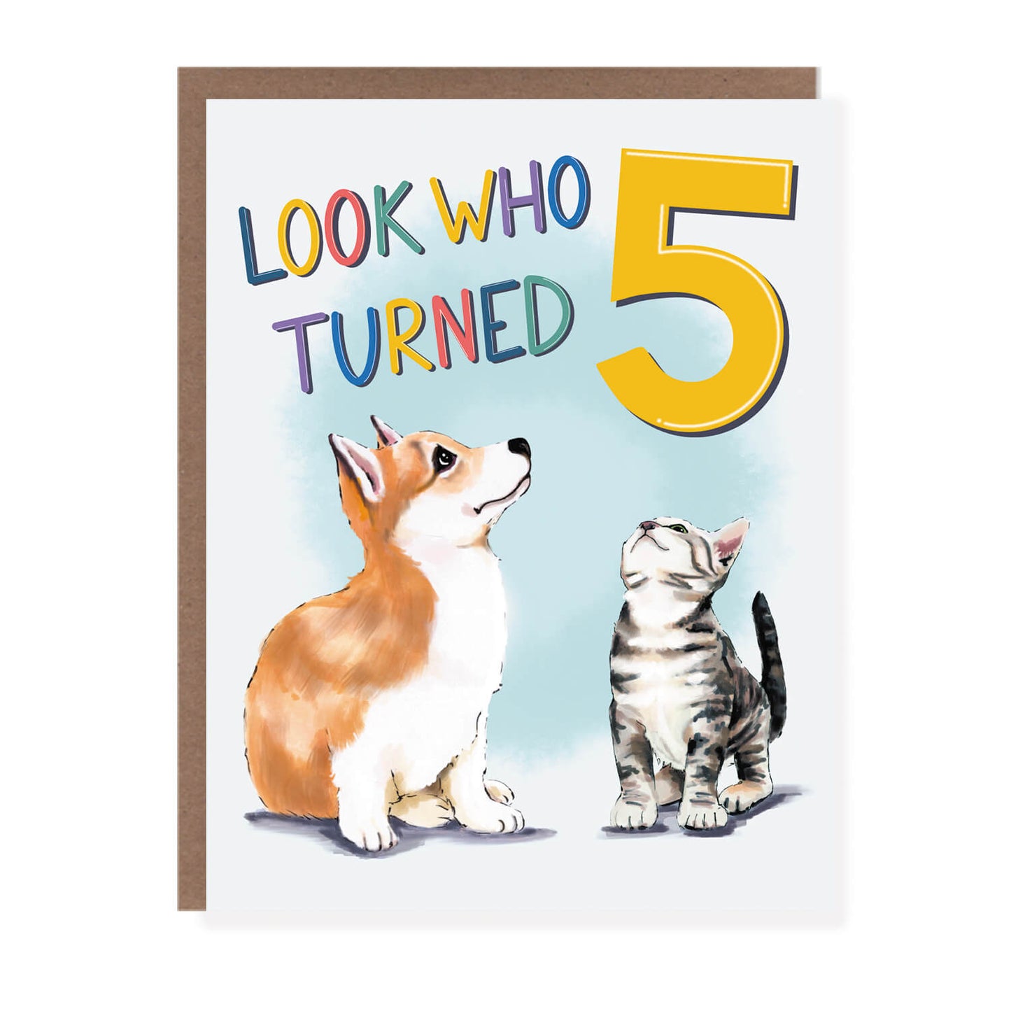 Look Who Turned Five Puppy and Kitty Birthday Card - Case of 6