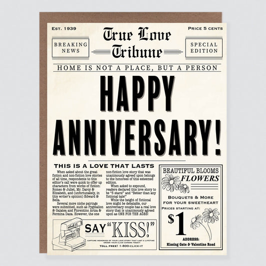 Newspaper Anniversary Love Card - Case of 6