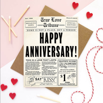 Newspaper Anniversary Love Card - Case of 6