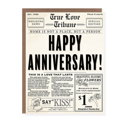 Newspaper Anniversary Love Card - Case of 6