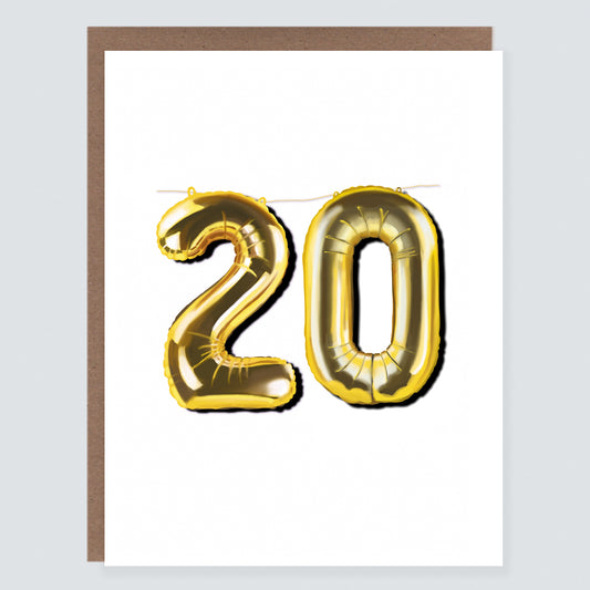 20 Balloon Milestone Birthday Card  - Case of 6