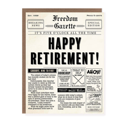 Vintage Newspaper Retirement Card